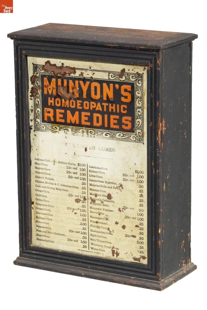 Munyon's Homeopathic Remedies Cabinet with Contents, 1890-1911