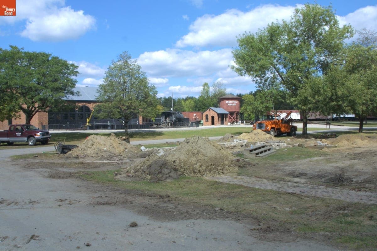 Richart Wagon Shop Former Site after Relocation during the Greenfield Village Restoration Project, September 2002