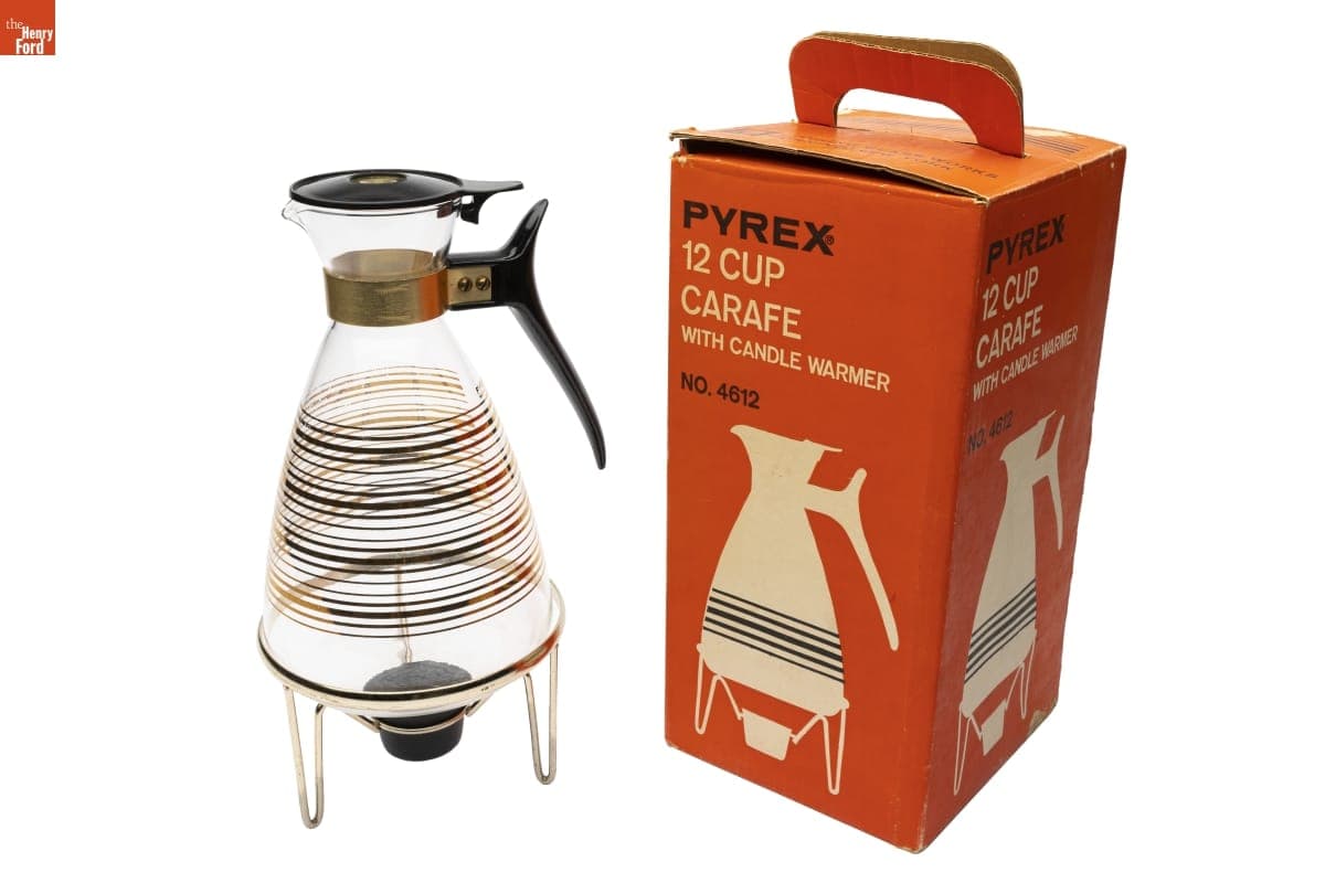 Pyrex 12 Cup Carafe with Candle Warmer, 1958-1963