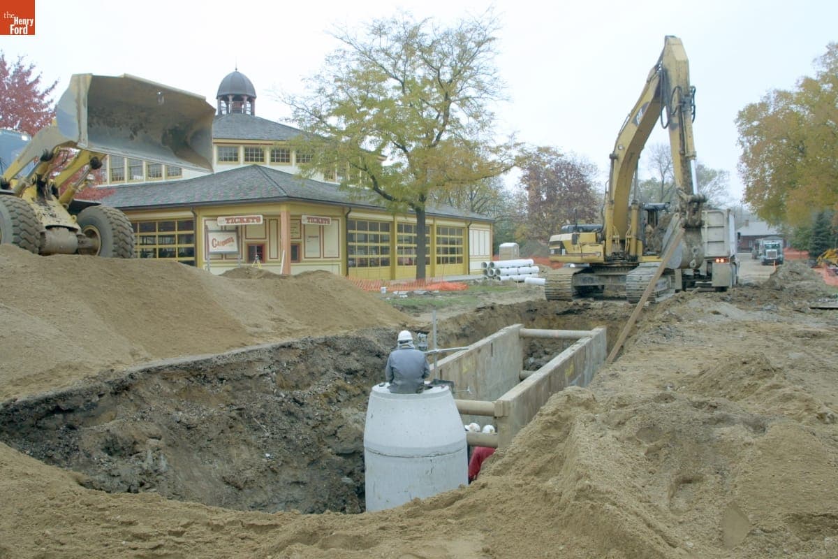 Lodge at Christie & Main Construction Site, Greenfield Village Restoration Project, November 2002