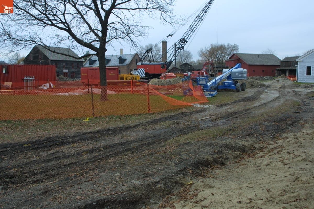 Mill Pond Construction Site during the Greenfield Village Restoration Project, November 2002