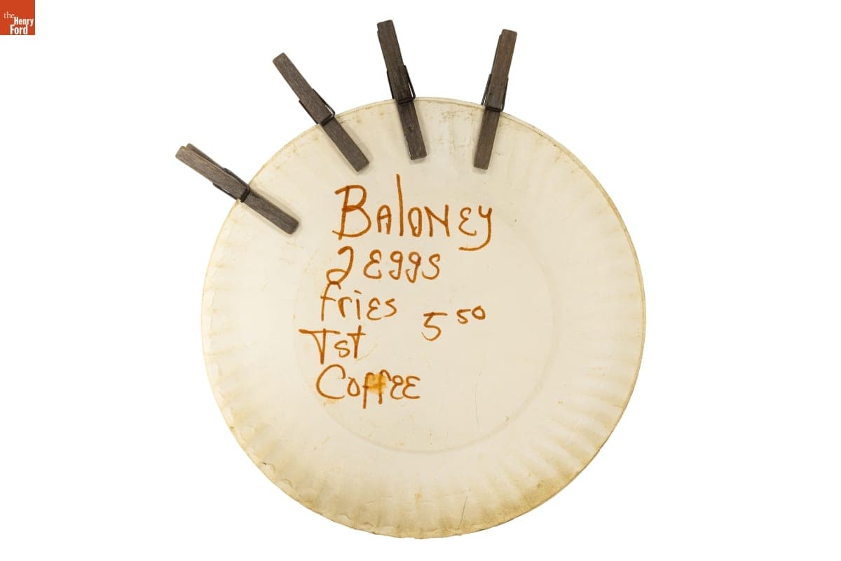 Make-do Menu from Buddy's Truck Stop Consisting of Paper Plates with Diner Offerings and Prices, 2006
