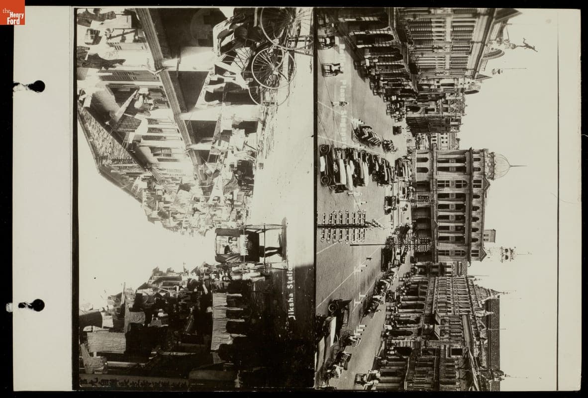 Raffles Place and a Jiksha Station, Singapore, circa 1925