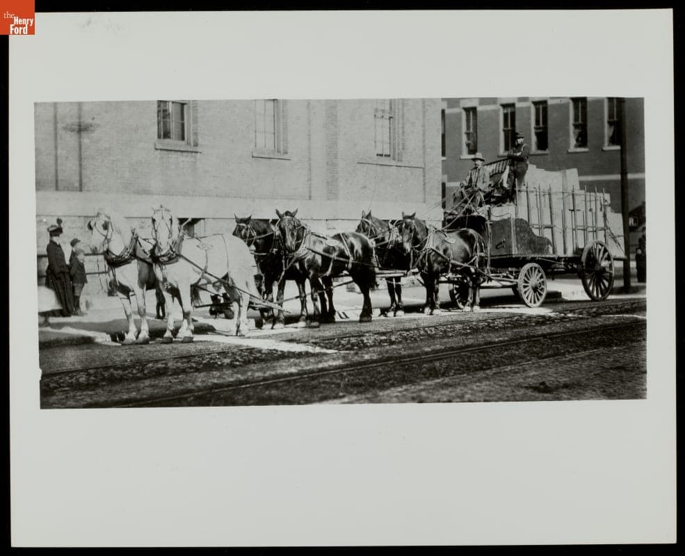 Loaded Wagon on a City Street, circa 1895