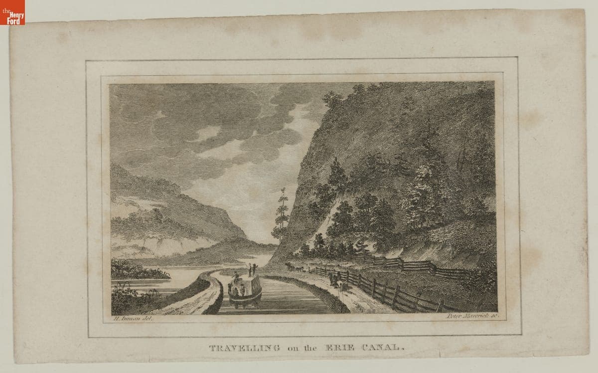 Engraving, "Travelling on the Erie Canal," 1826