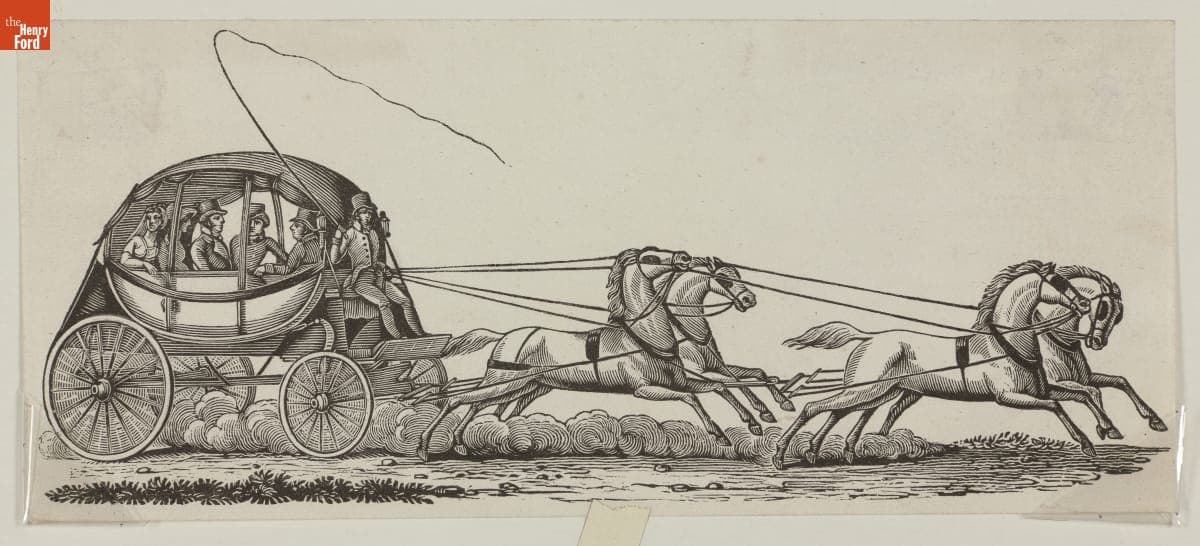 Engraving, Stagecoach, 1825-1830