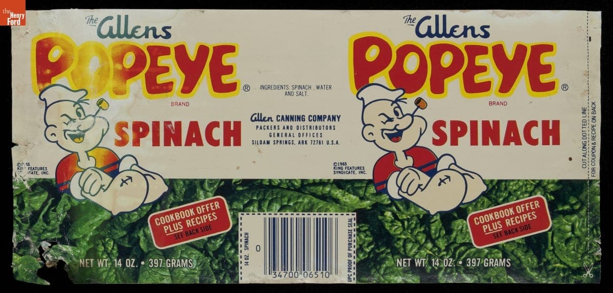 Can Label, "Allens Popeye Brand Spinach," 1991-2004