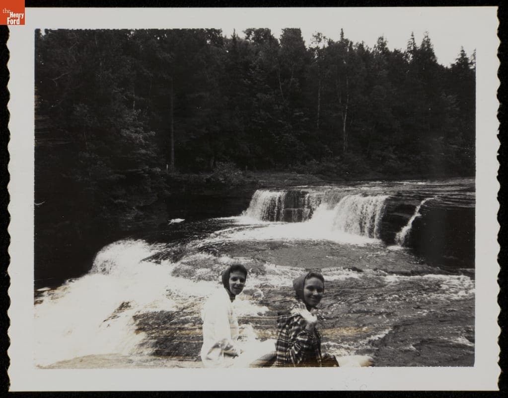 Agnes Bongero and Geraldine Rosowski Seated near Lower Tahquamenon Falls, Michigan, 1966
