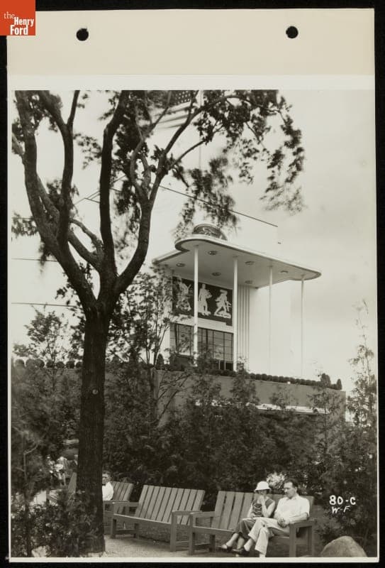 The Courtyard of the Ford Exhibition Building, Century of Progress International Exposition, Chicago, Illinois, 1934