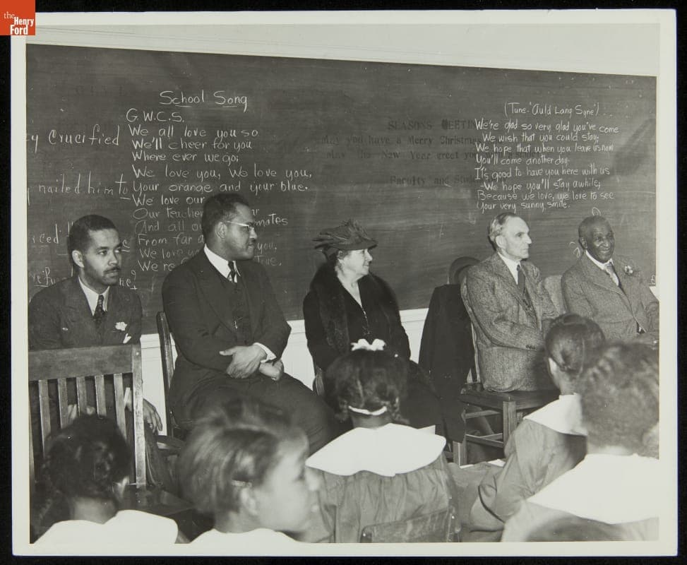 Clara Ford, Henry Ford, and George Washington Carver at the Carver School Dedication, Richmond Hill, Georgia, 1940