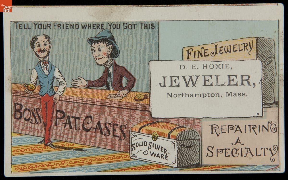 Trade Card for D.E. Hoxie, Jeweler and Watchmaker, 1870-1900