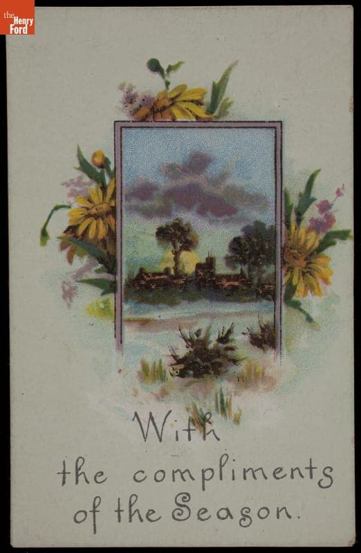 Trade Card for E. B. Rorick, "With Compliments of the Season," 1870-1890