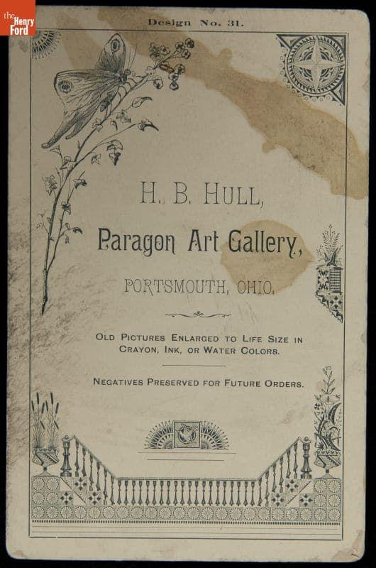 Trade Card for H. B. Hull, Paragon Art Gallery, 1880-1900
