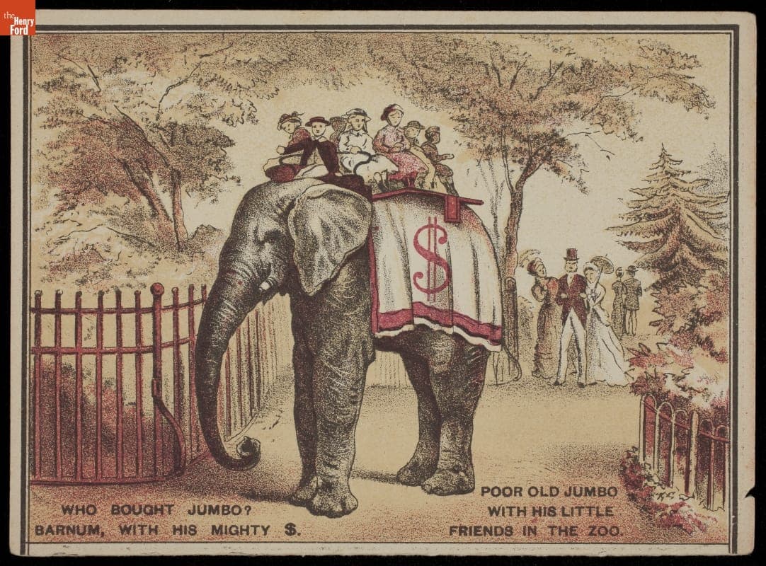 Trade Card Featuring Jumbo the Elephant, circa 1881