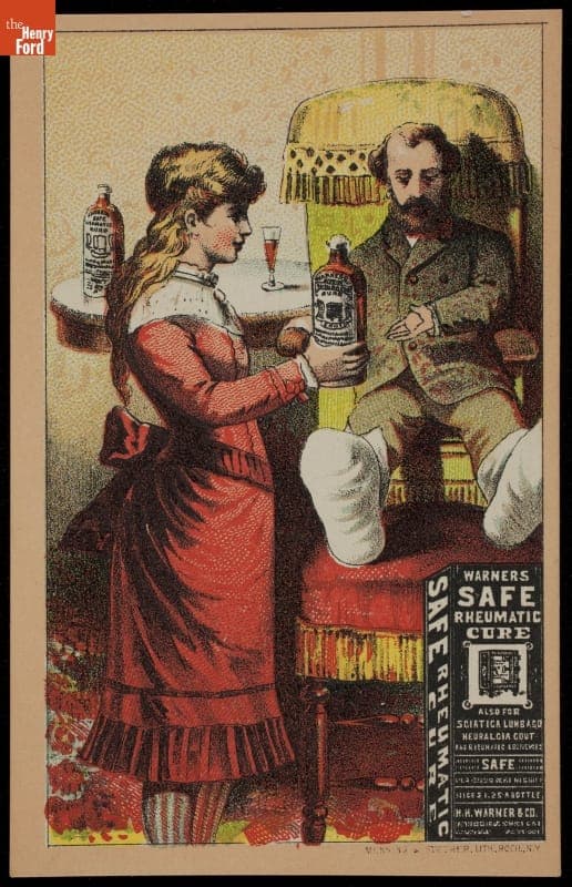 Trade Card for Warner's Safe Rheumatic Cure, H.H. Warner & Co., circa 1890