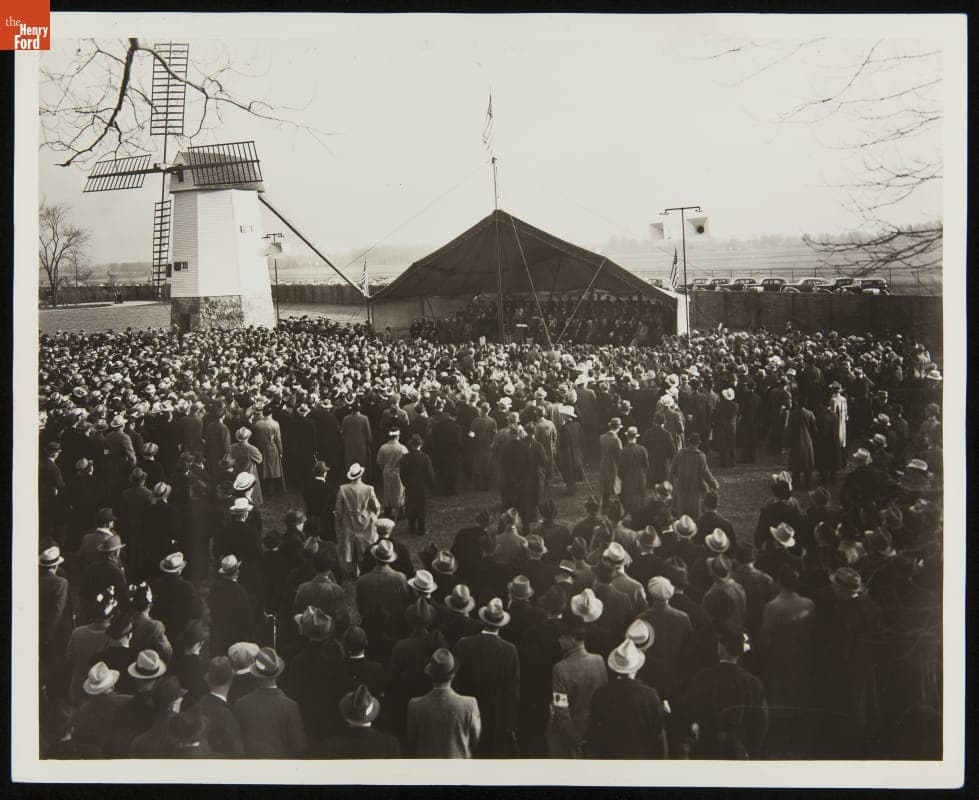 Ford Dealers in Greenfield Village for the Presentation of Farris Windmill to Henry Ford, November 6, 1936