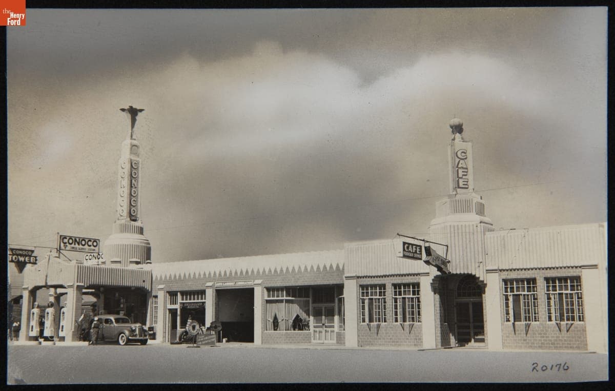 Tower Conoco Station and U-Drop Inn Cafe, Shamrock, Texas, 1936-1939