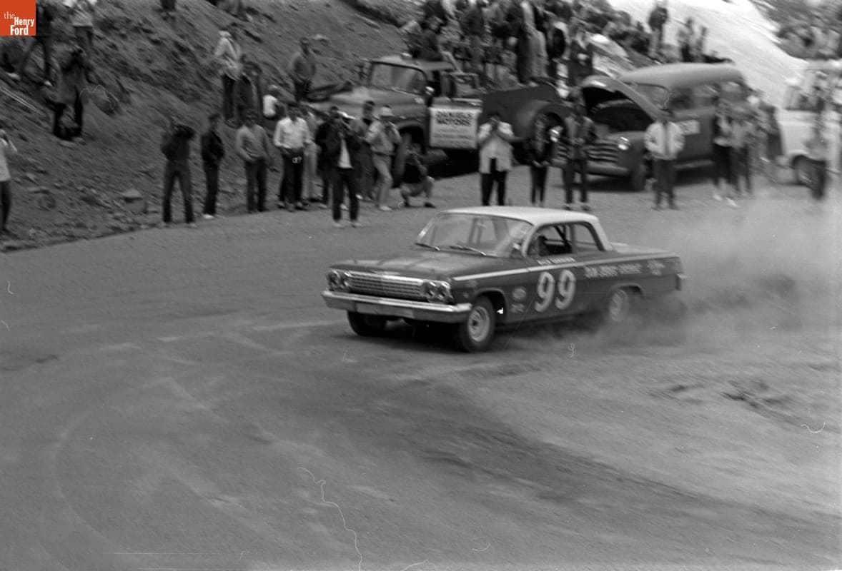 Nick Sanborn Driving Chevrolet Stock Car at Pikes Peak Auto Hill Climb, Colorado Springs, Colorado, July 4, 1962