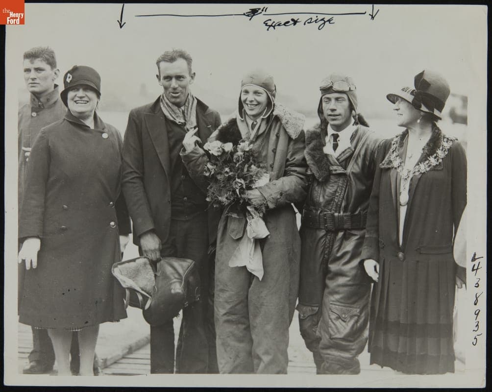 Amelia Earhart and the "Friendship" Crew at Southampton, June 19, 1928
