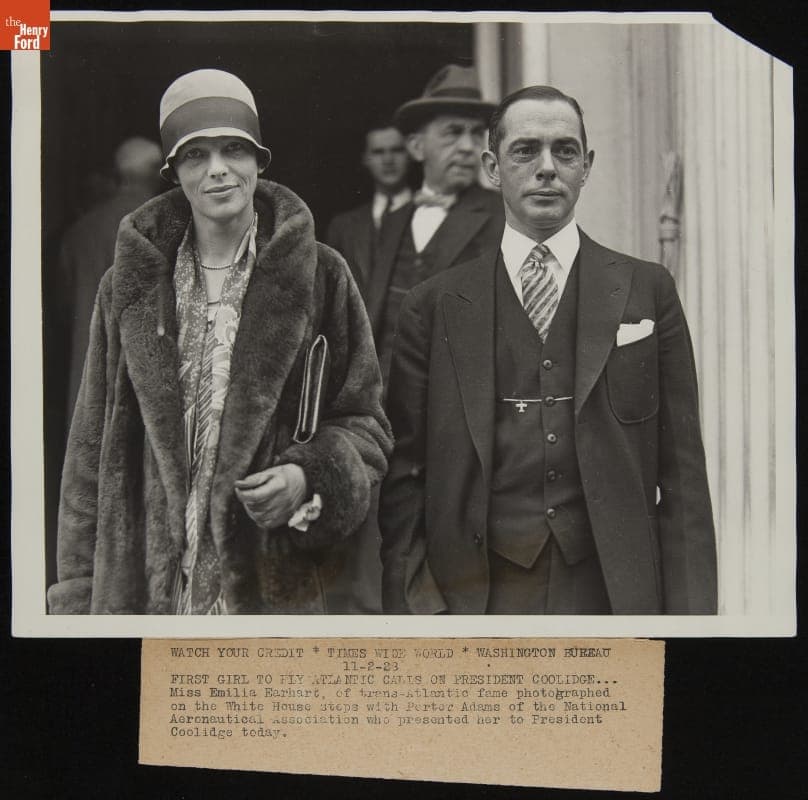 Amelia Earhart with Porter Adams during Her Visit to President Coolidge, November 1928