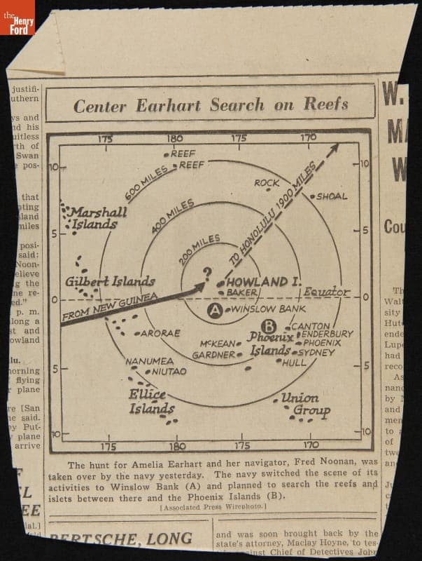 "Center Earhart Search on Reefs," July 1937