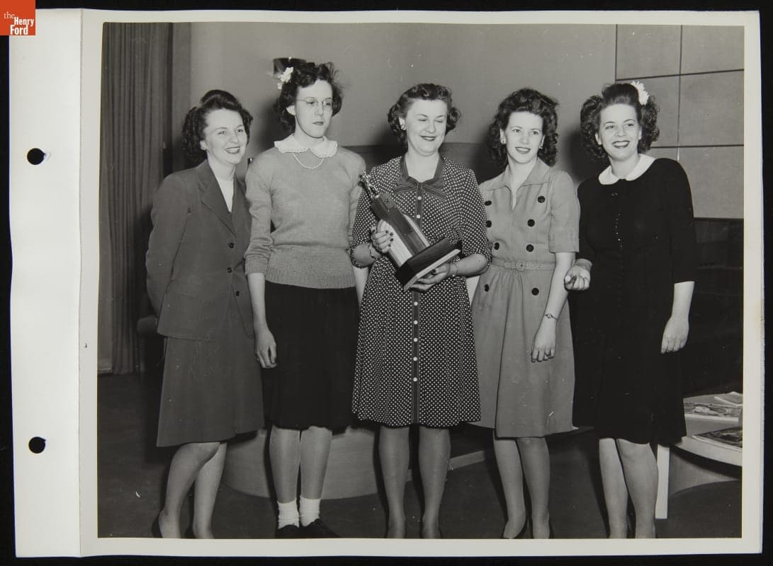 Ford Women's Championship Basketball Team with Trophy, Ford Rotunda, March 1944