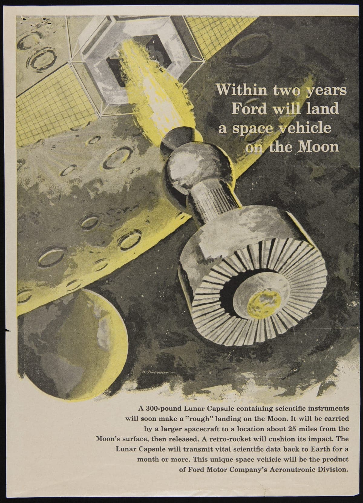 Ford Advertisement, "Within Two Years Ford Will Land a Space Vehicle on the Moon," 1960