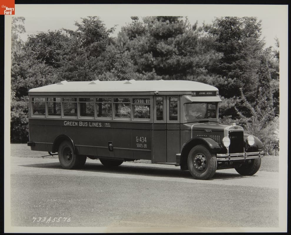 Mack Model AB Bus, "Green Bus Lines" School Bus, July 1933