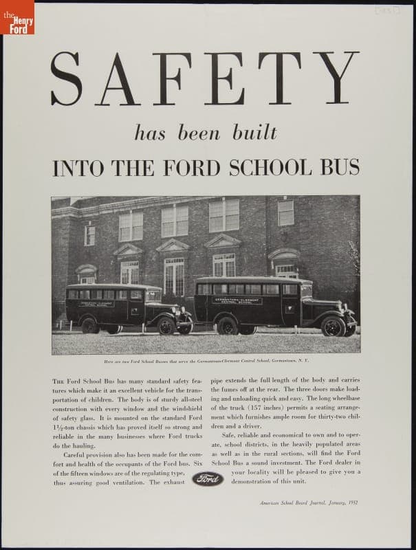 Safety Has Been Built into the Ford School Bus, 1932