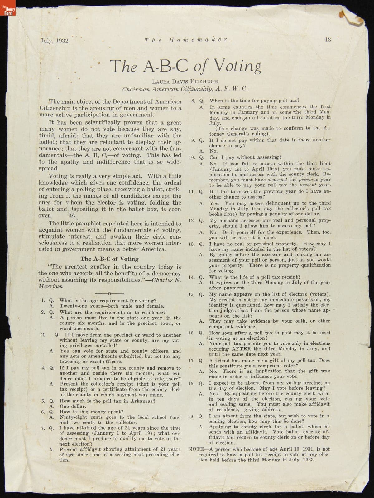 The A-B-C of Voting, July 1932