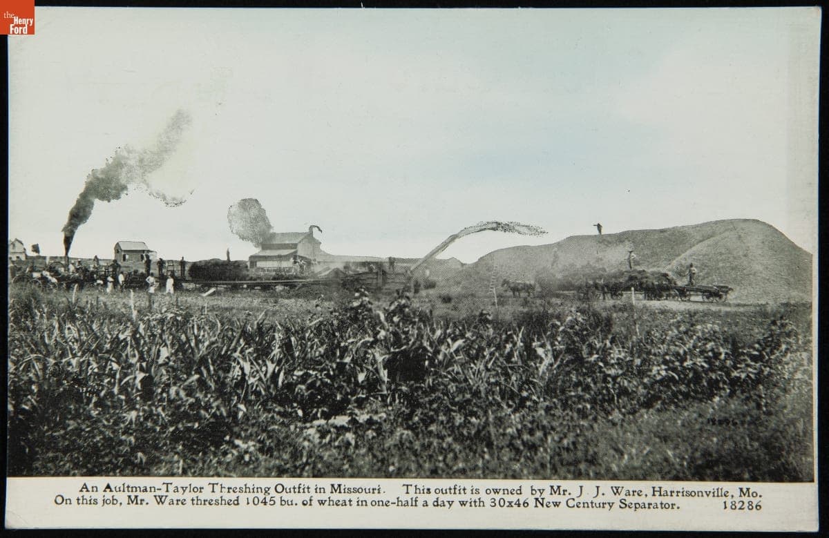 "An Aultman-Taylor Threshing Outfit in Missouri," circa 1915