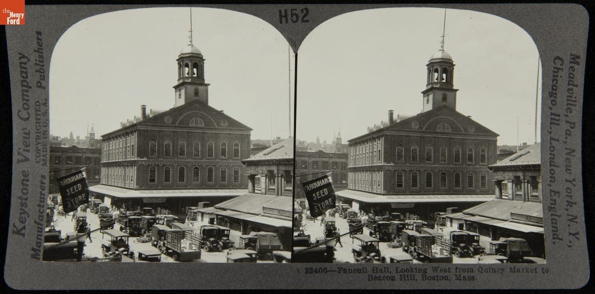 Faneuil Hall, Looking West from Quincy Market to Beacon Hill, Boston, Massachusetts