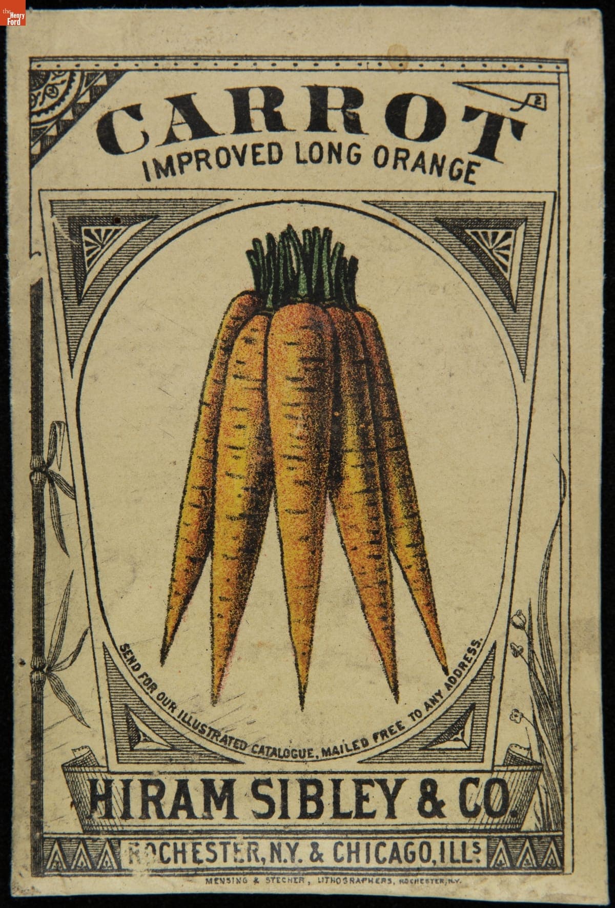 Hiram Sibley & Co. "Carrot Improved Long Orange" Seed Packet, Used in the C.W. Barnes Store, 1882-1888