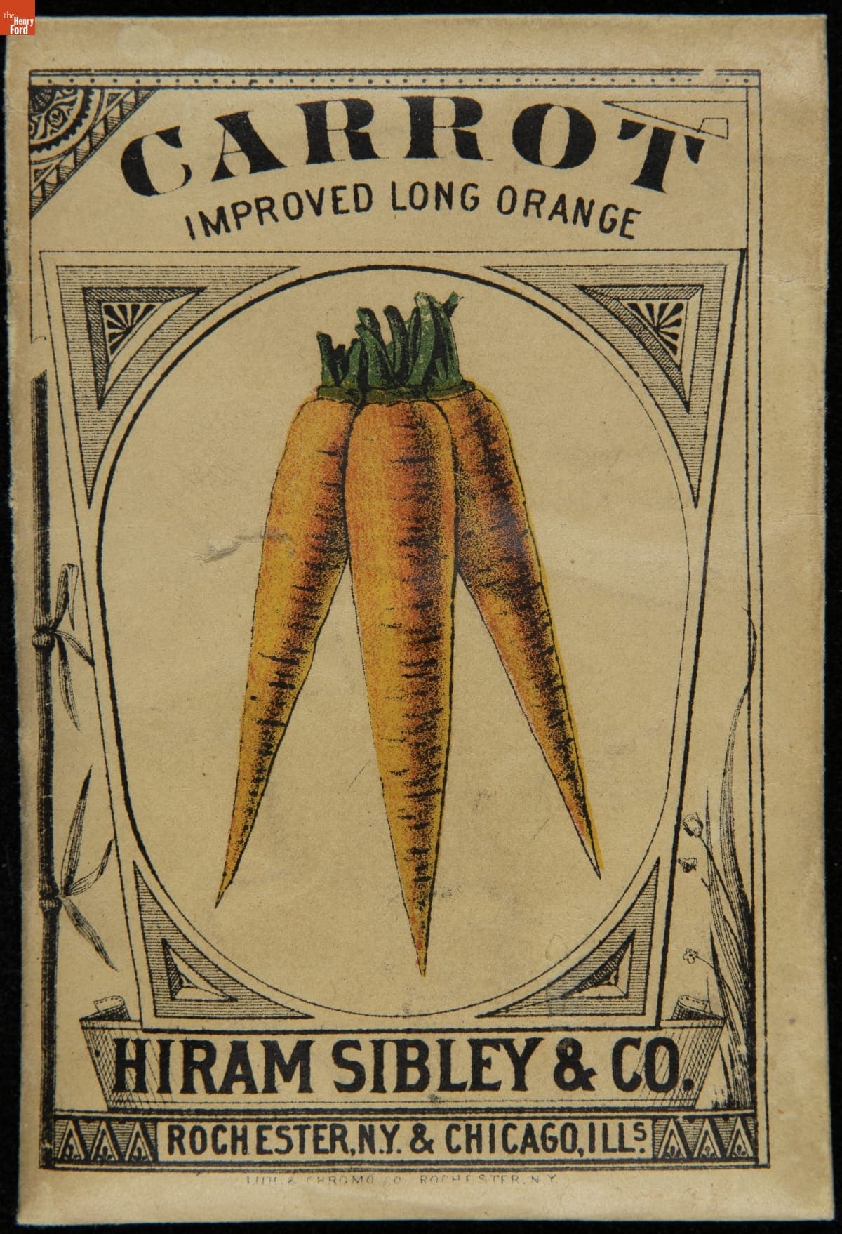 Hiram Sibley & Co. "Carrot Improved Long Orange" Seed Packet, Used in the C.W. Barnes Store, 1882-1888