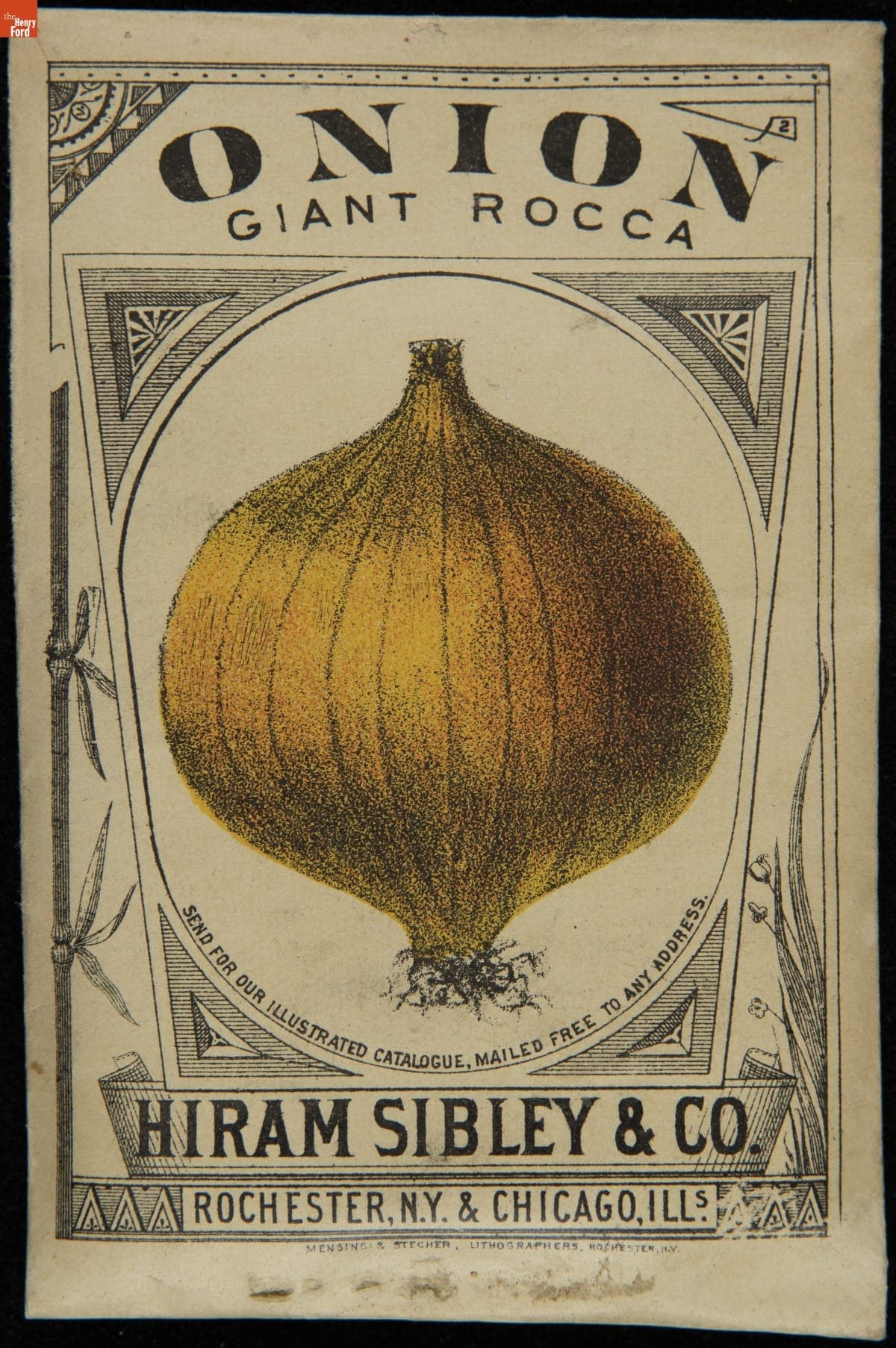 Hiram Sibley & Co. "Onion Giant Rocca" Seed Packet, Used in the C.W. Barnes Store, 1882-1888