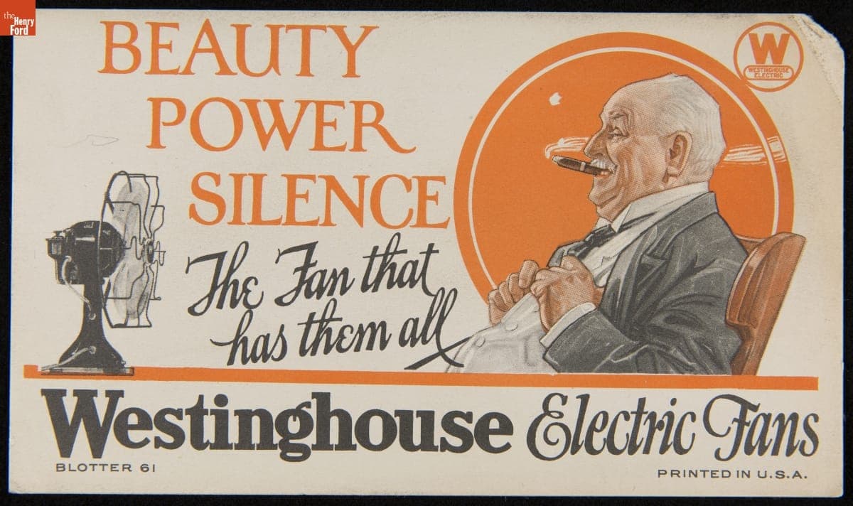 Trade Card for Electric Fans, Westinghouse Electric & Mfg. Co., 1910-1920