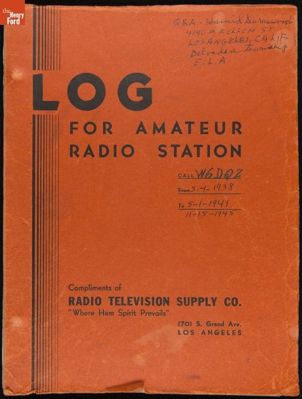 Log for Amateur Radio Station W6DQZ, March 1938-November 1945