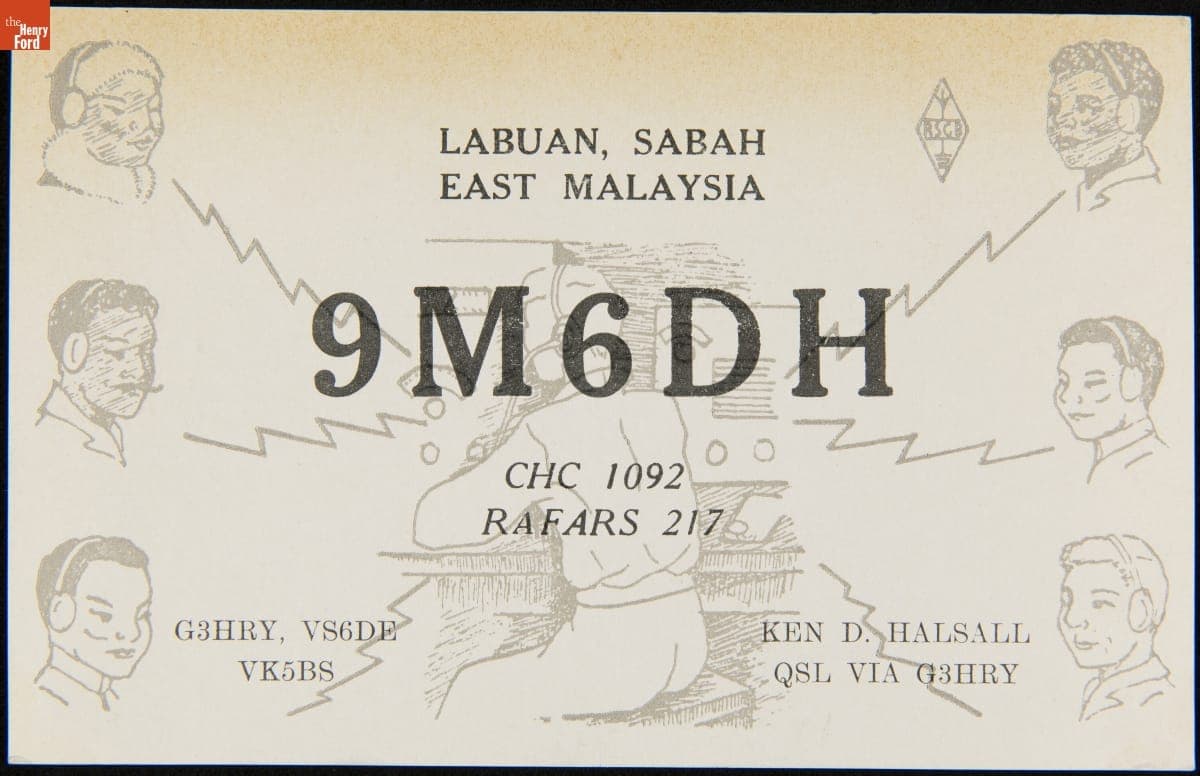 QSL Card from 9M6DH (Ken Halsall, Labuan, Malaysia) to W6DQZ (Hamid Durmisevich, Los Angeles, California), September 11, 1965