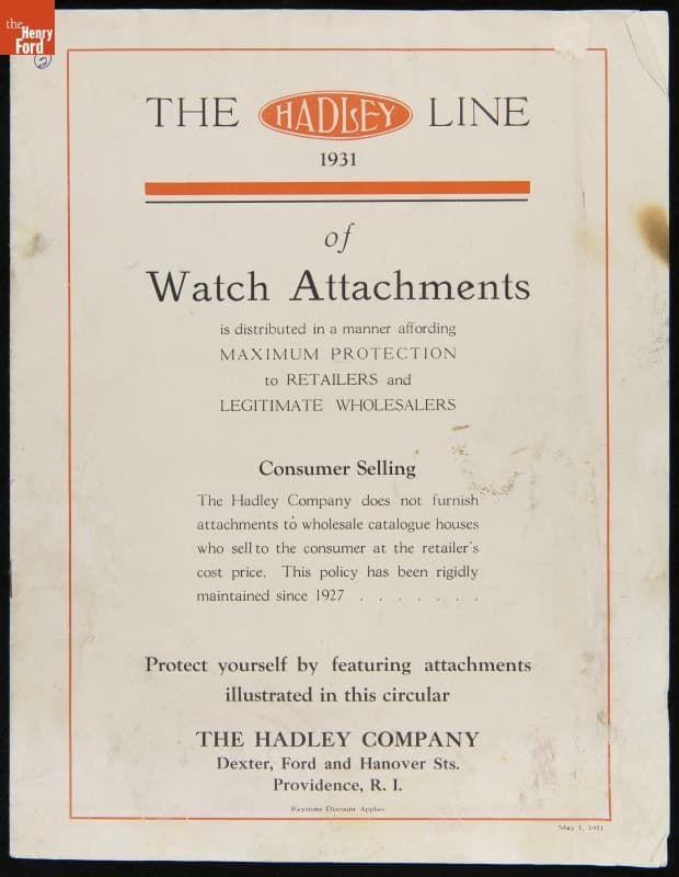 The Hadley Company Catalog, "The Hadley Line of Watch Attachments," 1931