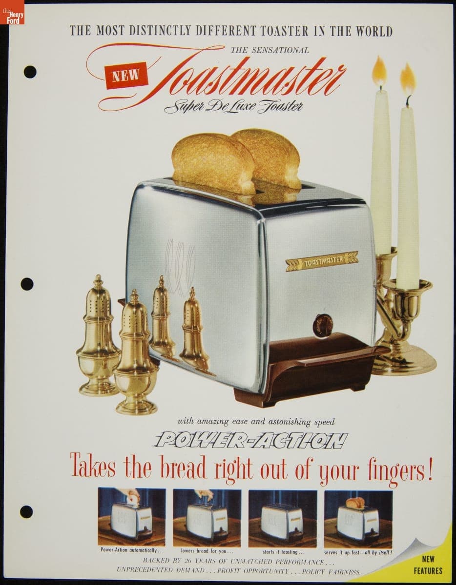 Flier Advertising "The Most Distinctly Different Toaster in the World, The Sensational New Toastmaster," 1953