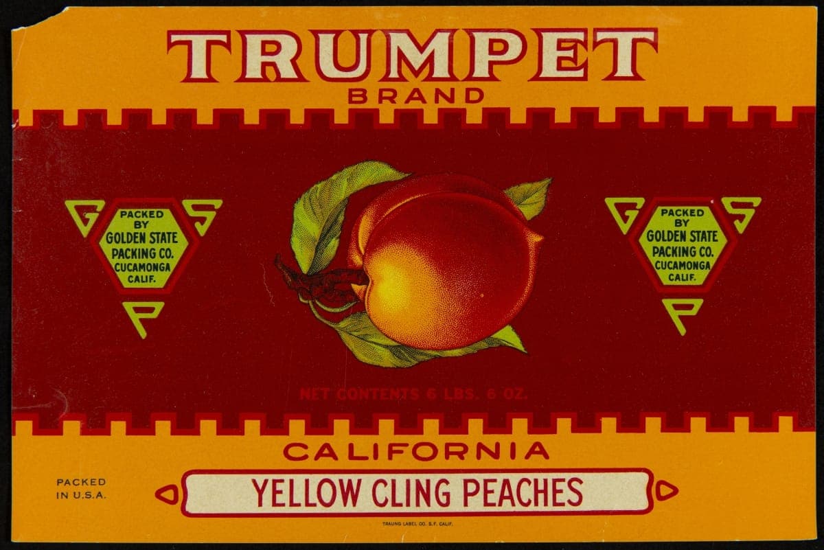 Crate Label, "Trumpet Brand Peaches," 1920-1930