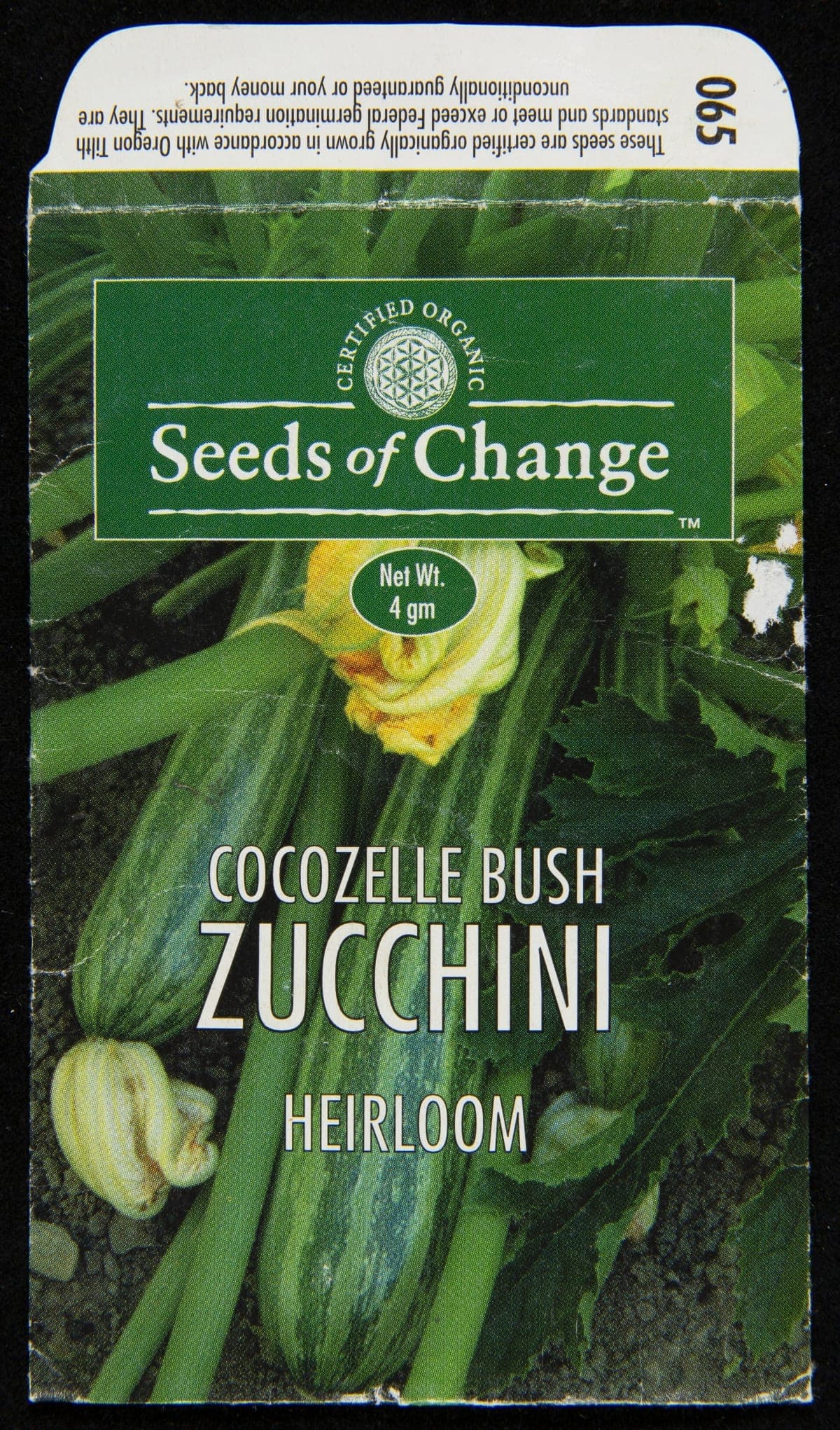 Seeds of Change, "Cocozelle Bush Zucchini" Seed Packet, circa 1999