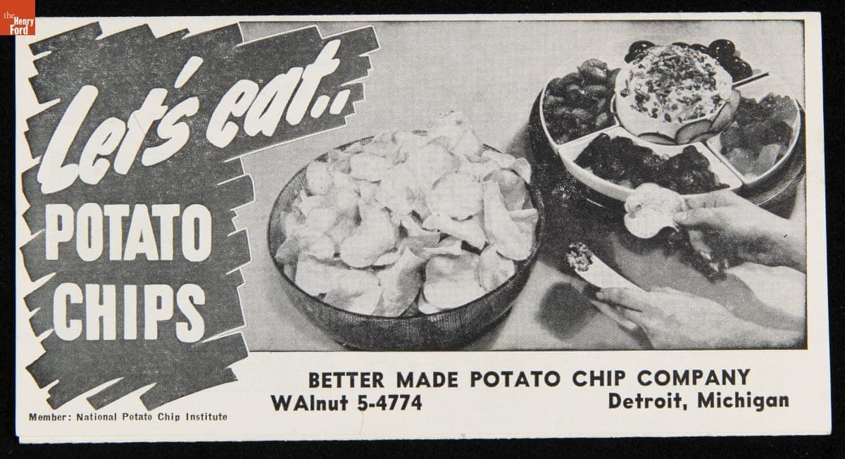 Recipe Leaflet, "Better Made Potato Chip Company: Let's Eat ... Potato Chips," circa 1950