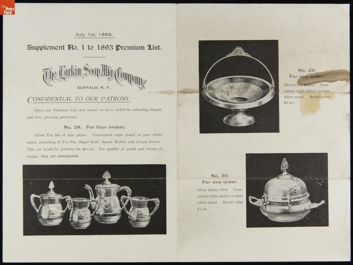 Larkin Company, "Supplement No. 1 to 1893 Premium List," July 1, 1893