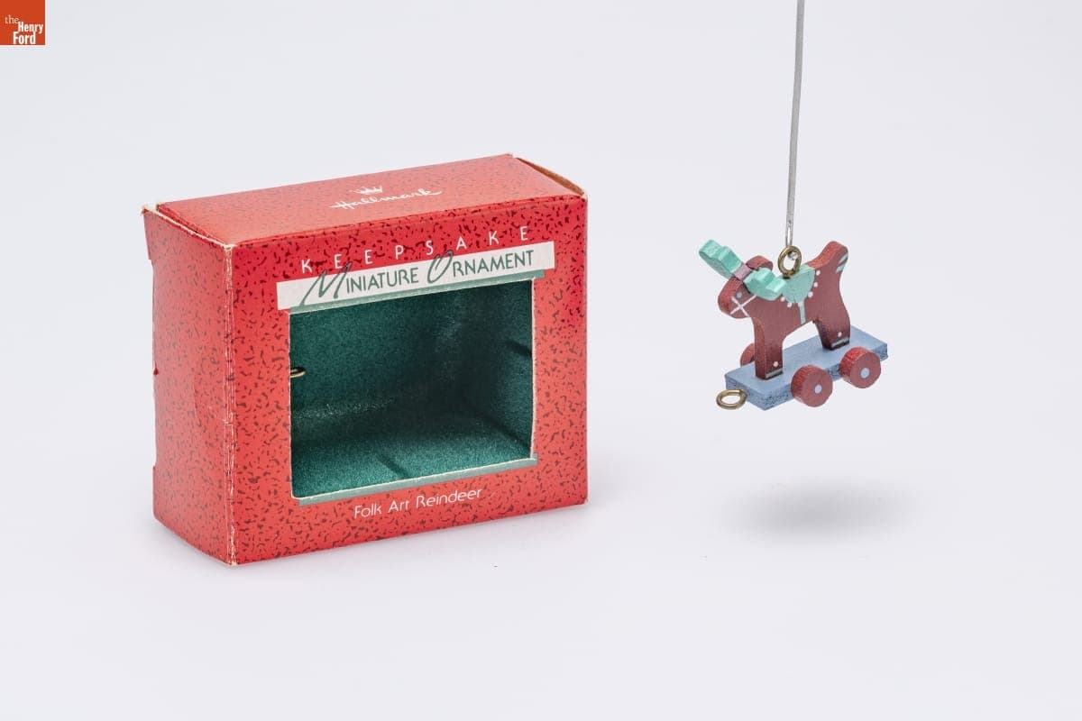 Hallmark "Folk Art Reindeer" Miniature Christmas Ornament, 1988