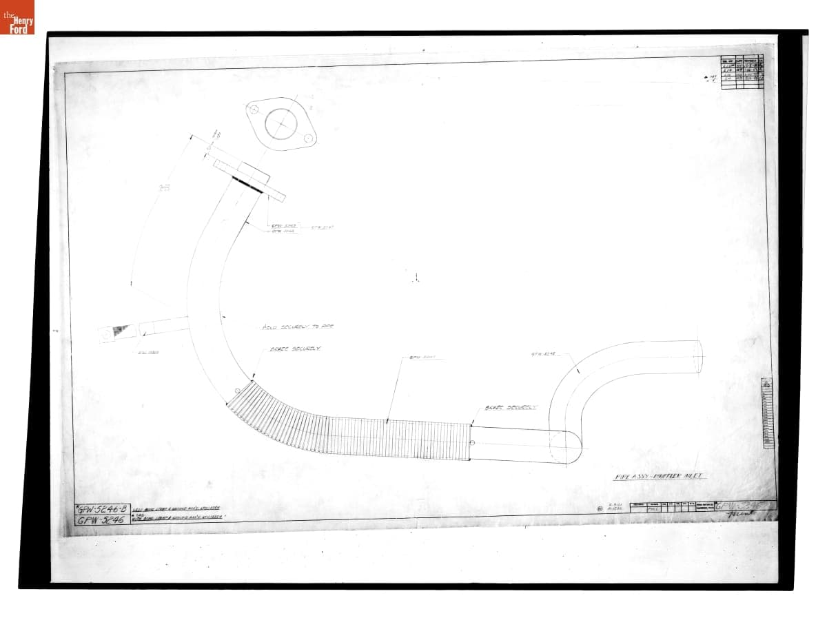 Drawing, "Pipe Ass'y - Muffler Inlet," Ford GPW, December 14, 1944