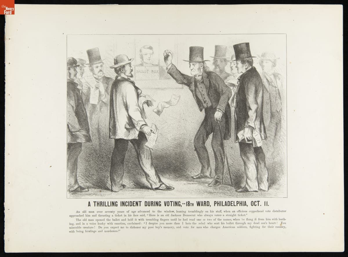 A Thrilling Incident during Voting, 18th Ward, Philadelphia, Oct 11, 1864