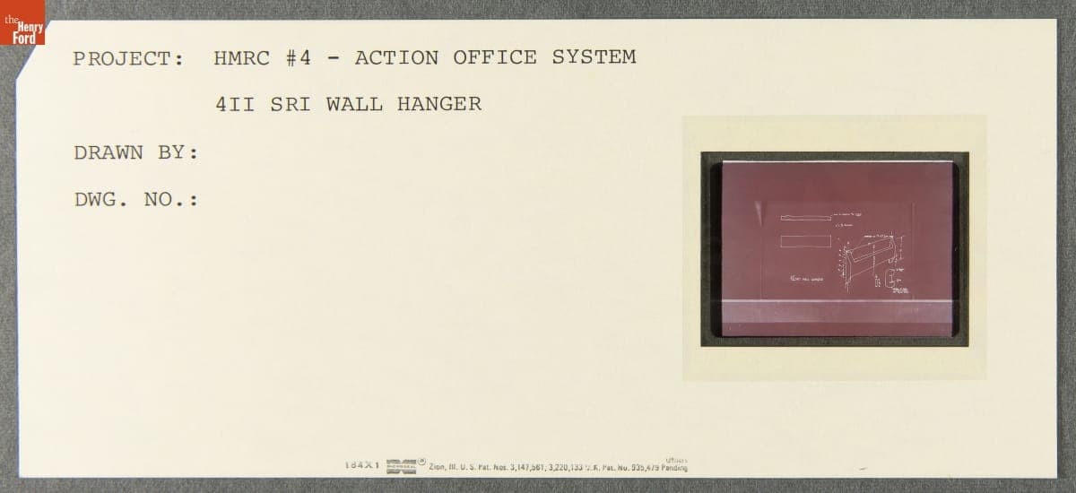 Technical Drawing, "Action Office System 4II SRI Wall Hanger," 1968