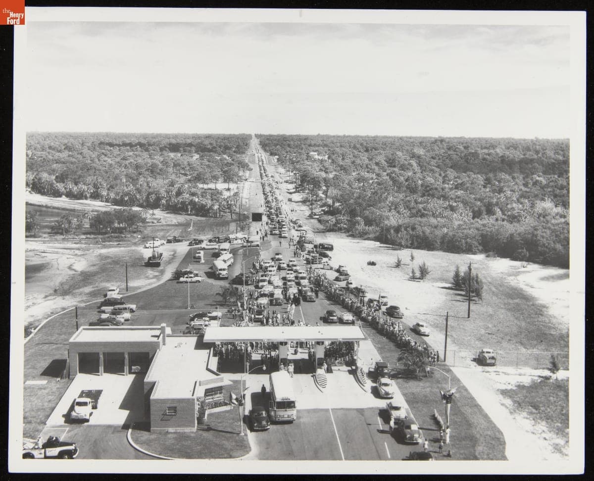 Looking North across St. Petersburg, Florida from the Sunshine Skyway Bridge on Its Opening Day, September 6, 1954