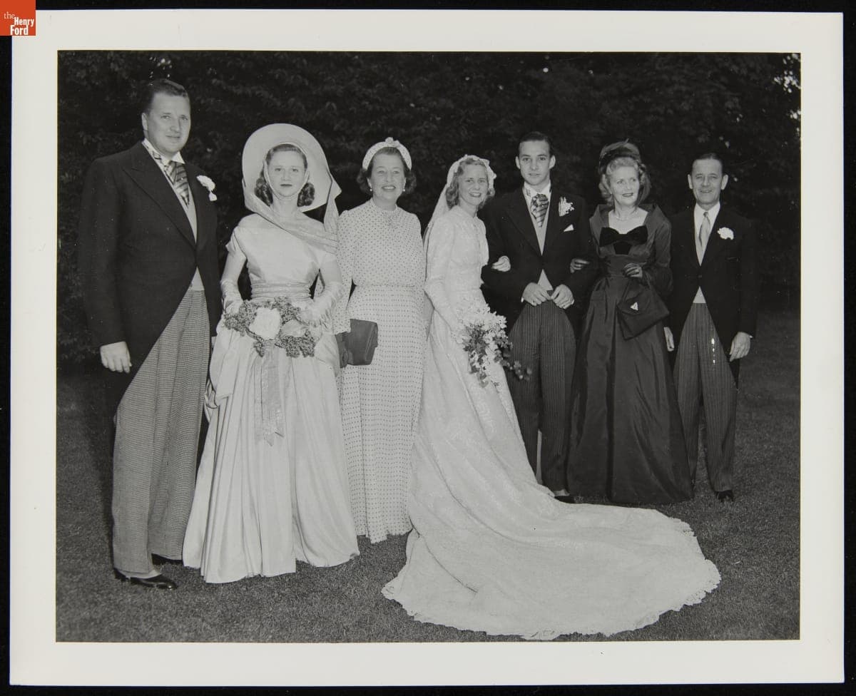 Martha Ford and William Clay Ford Wedding Photo with Family Members, June 21, 1947